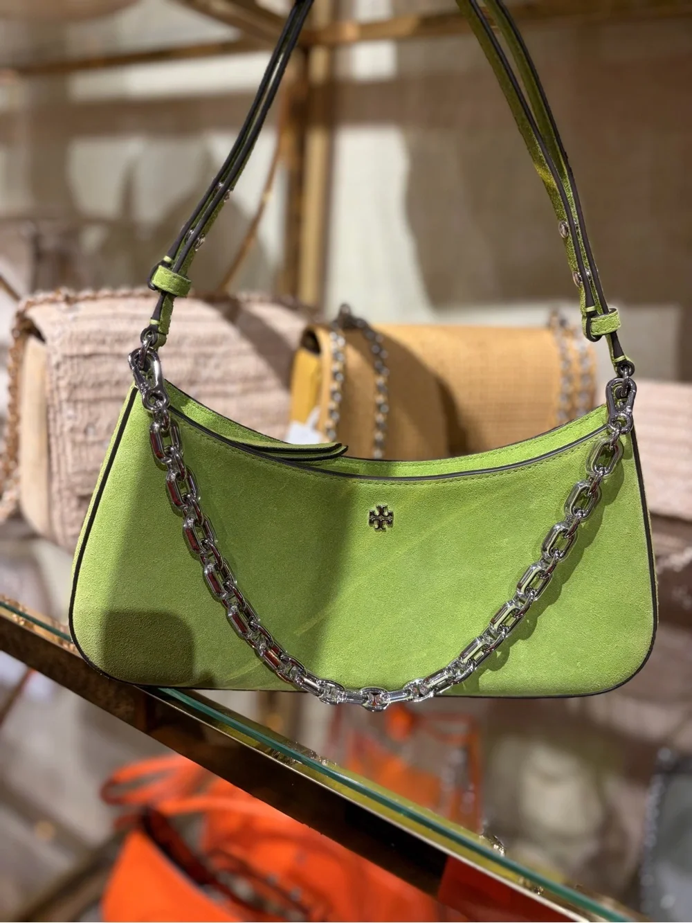 Tory Burch Rory novelty crinkle Green Shoulder Bag Style Chain with 2 Straps
